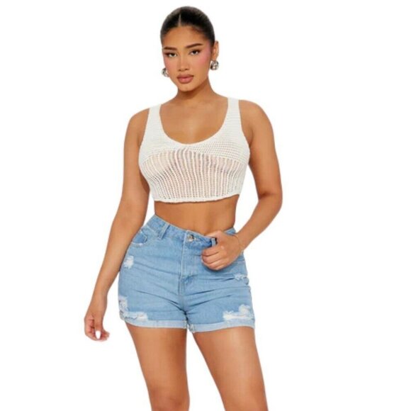 Day In The Life Denim Shorts Medium Wash Blue Ripped High Rise Women's - Picture 1 of 4